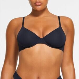 NEW SKIMS Navy Blue Cotton Jersey T-Shirt Bra Size 32D